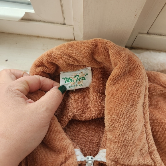 Mr. Teri California Men's Ken Tan Beige Two Piece Terry Cloth Pajama Set Vintage - Picture 6 of 7